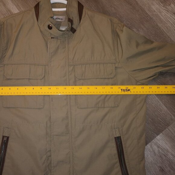 Le Chateau Men's Size Medium Tan w/ Dark Brown Casual Full Zip Jacket - Picture 7 of 7